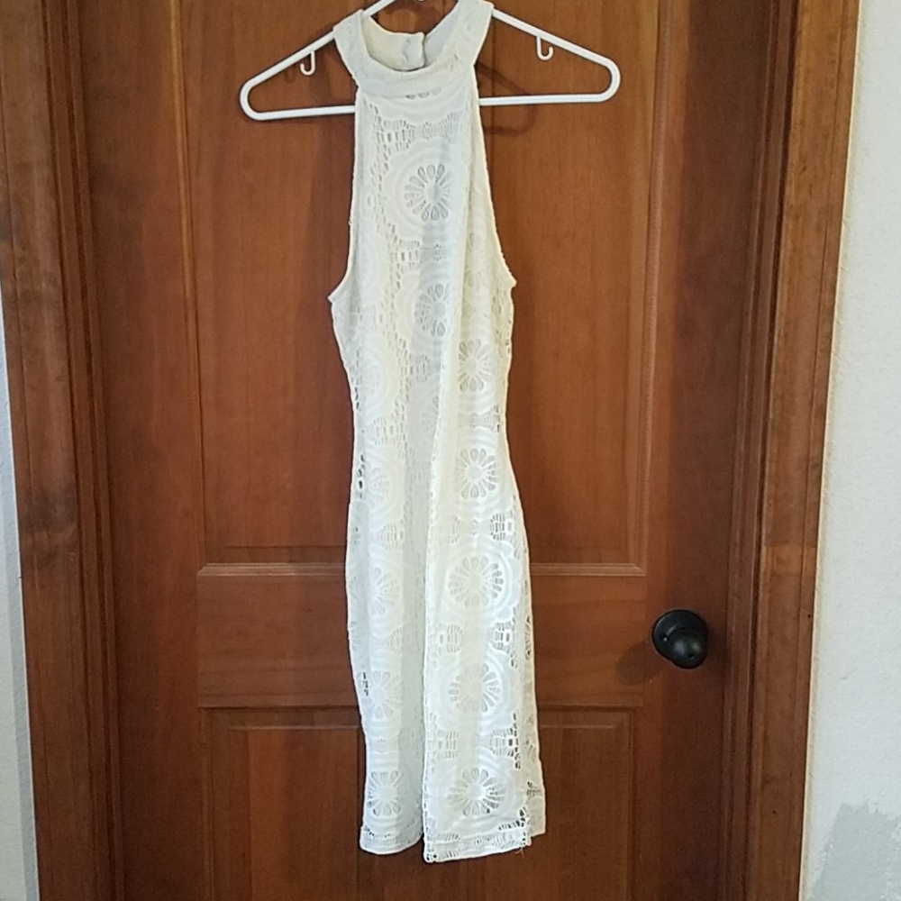 Cream choker collar dress